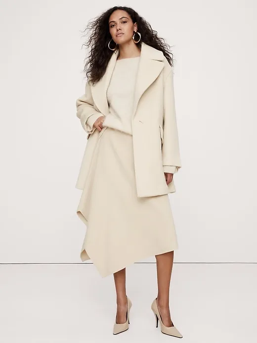 Splittable Wool-Blend Midi Skirt sold by Banana Republic