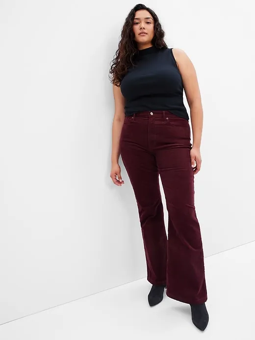 High Rise Corduroy '70s Flare Jeans with Washwell sold by GAP product image thumbnail 4