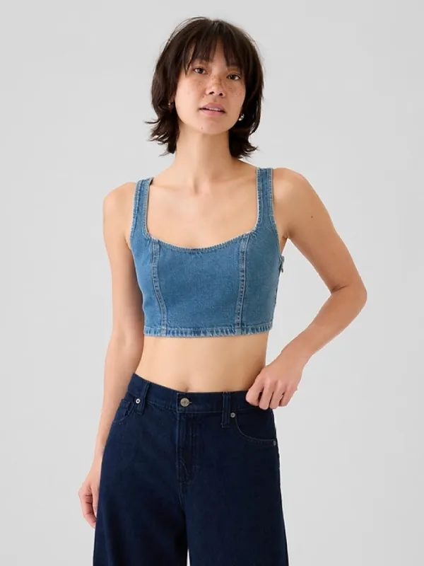 Ultra-Cropped Denim Tank Top sold by GAP