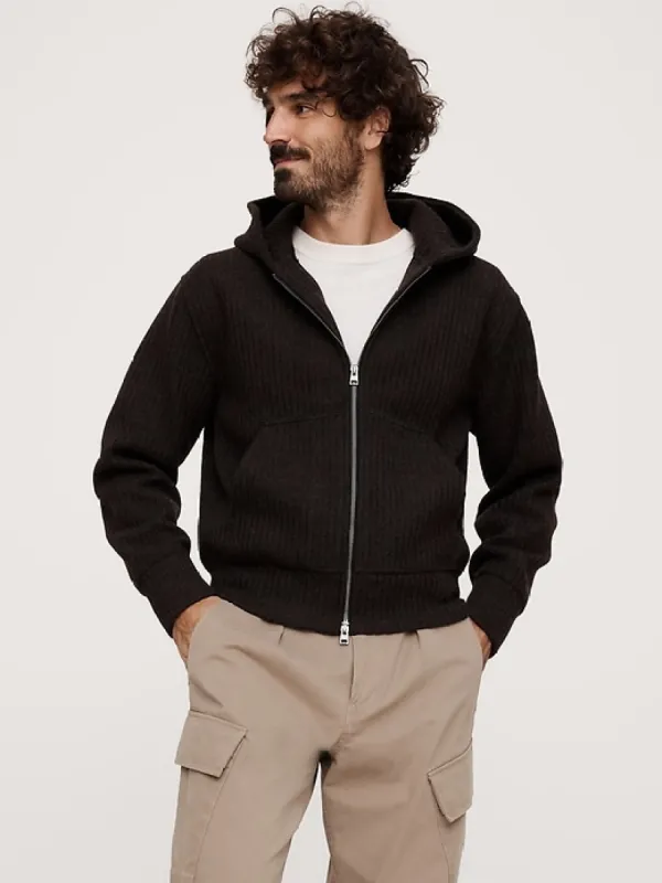 Ribbed Zip Hoodie With Wool sold by Banana Republic