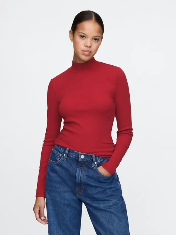 Modern Rib Cropped Mockneck Shirt sold by GAP