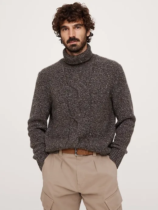 Merino-Cashmere Cable-Knit Turtleneck Sweater sold by Banana Republic product image thumbnail 3