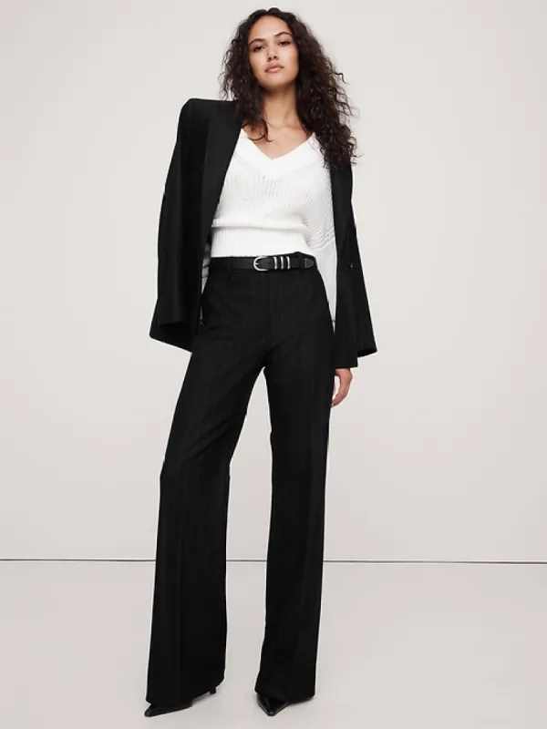 High-Rise Wide-Leg Flare Flannel Pant sold by Banana Republic