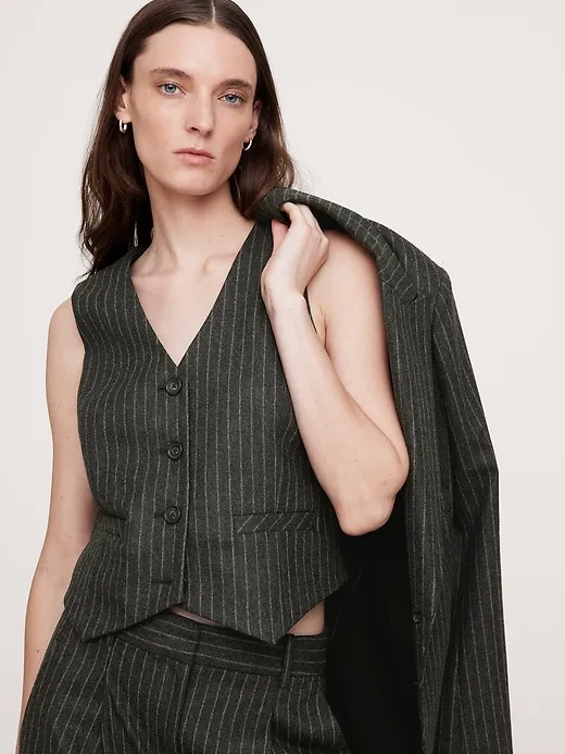 Pinstripe Flannel Vest sold by Banana Republic product image thumbnail 3