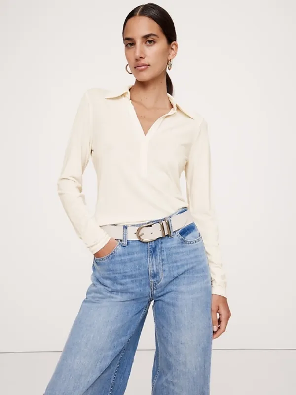 Wool-Blend Polo Top sold by Banana Republic
