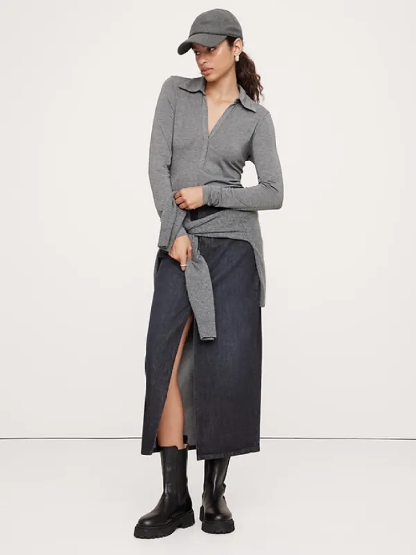 Wool-Blend Polo Top sold by Banana Republic