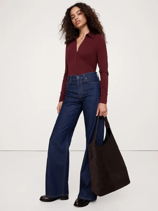 Wool-Blend Polo Top sold by Banana Republic