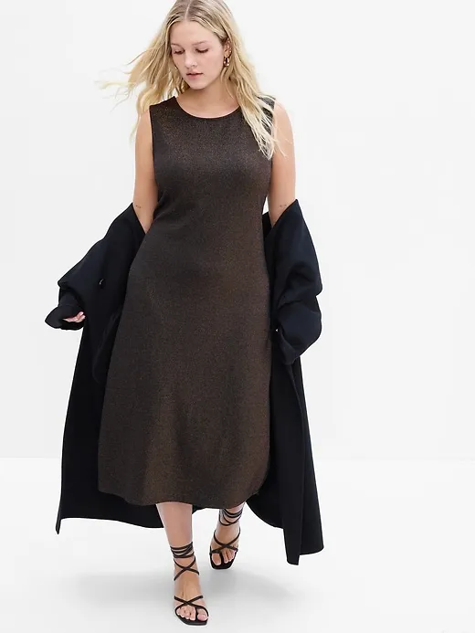 Low Back Metallic Midi Dress sold by GAP product image thumbnail 4