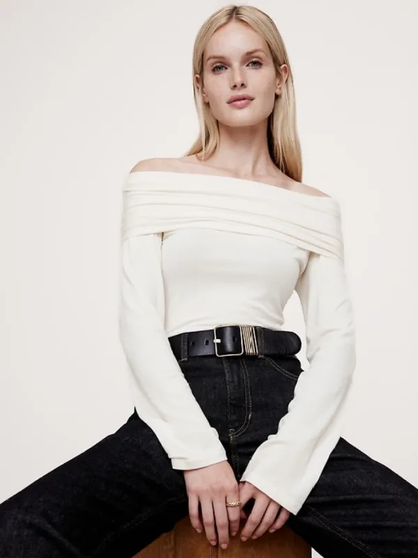 Wool-Blend Off-Shoulder Top sold by Banana Republic