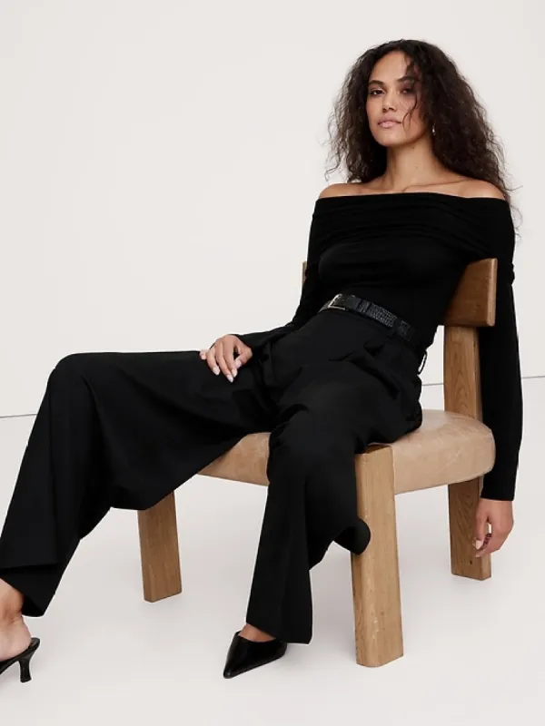 Wool-Blend Off-Shoulder Top sold by Banana Republic