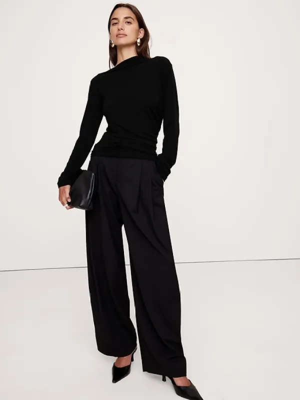 Wool-Blend Asymmetrical Top sold by Banana Republic
