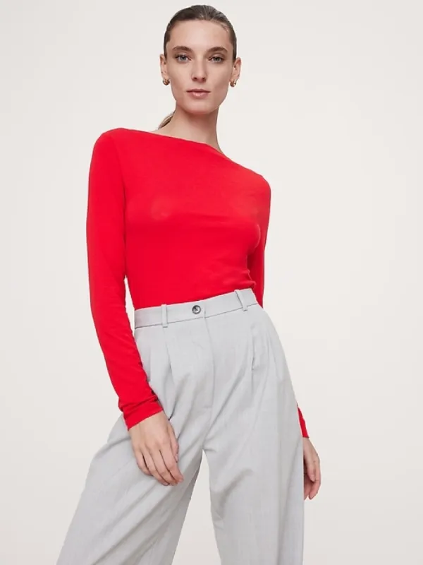 Wool-Blend Boat-Neck Top sold by Banana Republic