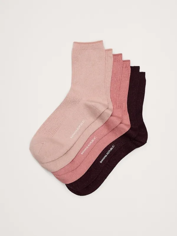Silk-Cotton Blend Crew Sock 3-Pack made by Banana Republic