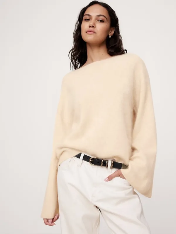 Brushed Cashmere Flare-Sleeve Sweater sold by Banana Republic