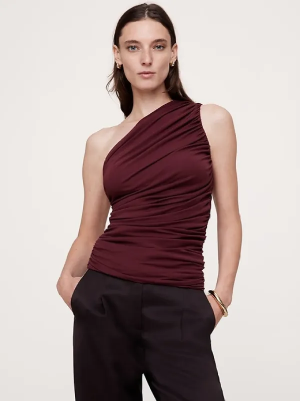 Cotton-Tencel™ One-Shoulder Top sold by Banana Republic
