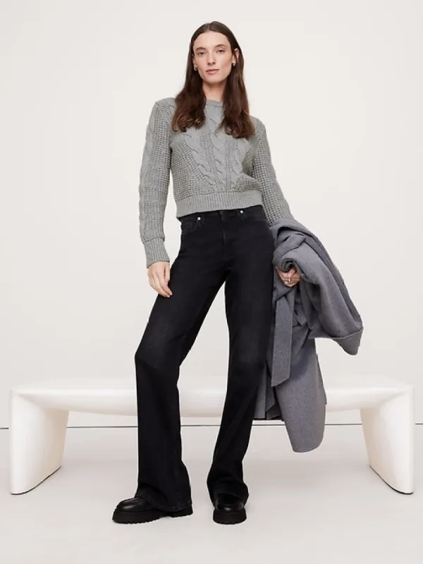 Cotton-Blend Cable-Knit Sweater sold by Banana Republic