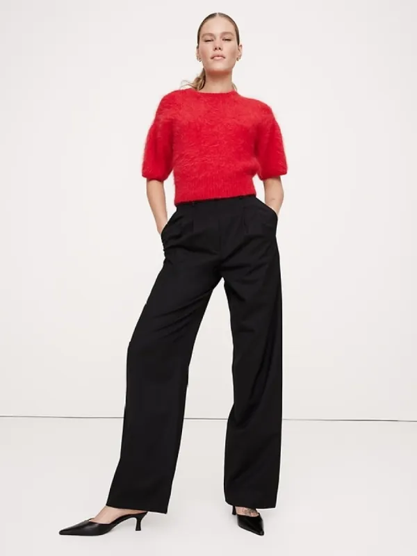 Fuzzy Alpaca-Blend Puff-Sleeve Sweater sold by Banana Republic