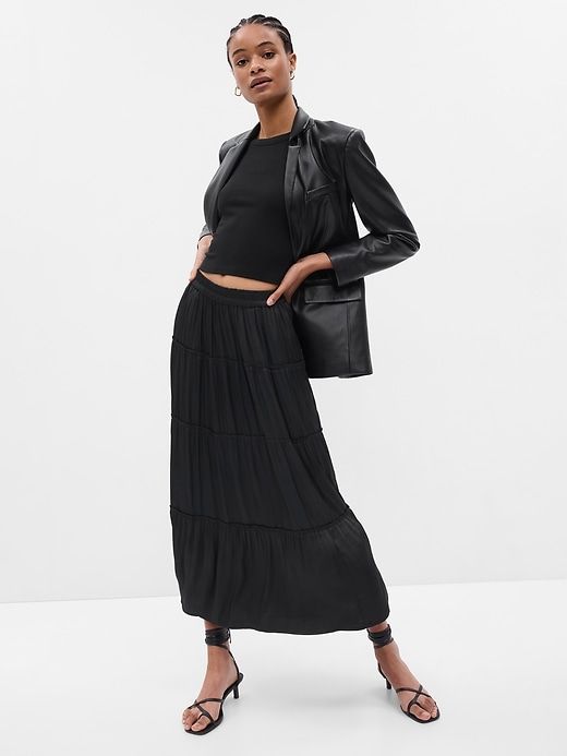 Satin Tiered Maxi Skirt sold by GAP
