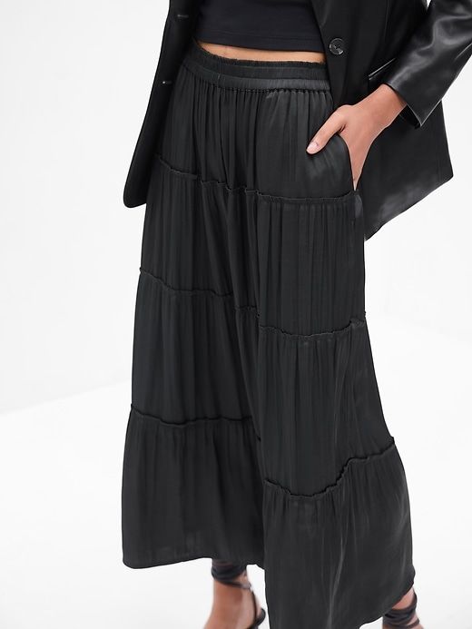 Satin Tiered Maxi Skirt sold by GAP product image thumbnail 3