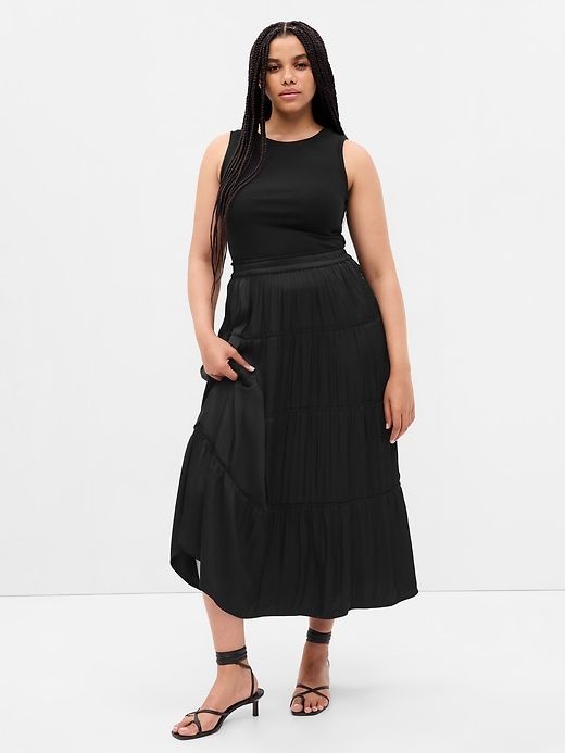 Satin Tiered Maxi Skirt sold by GAP product image thumbnail 4
