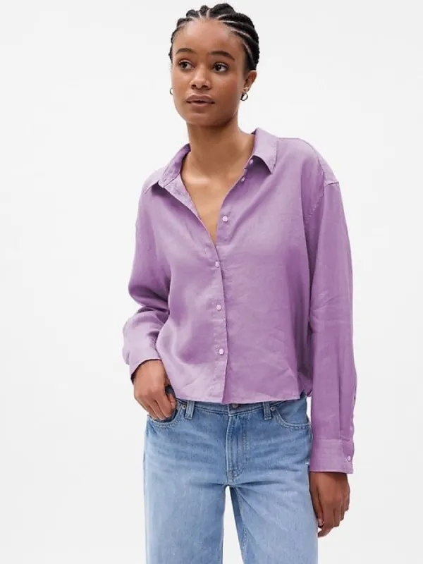 Linen Cropped Shirt sold by GAP
