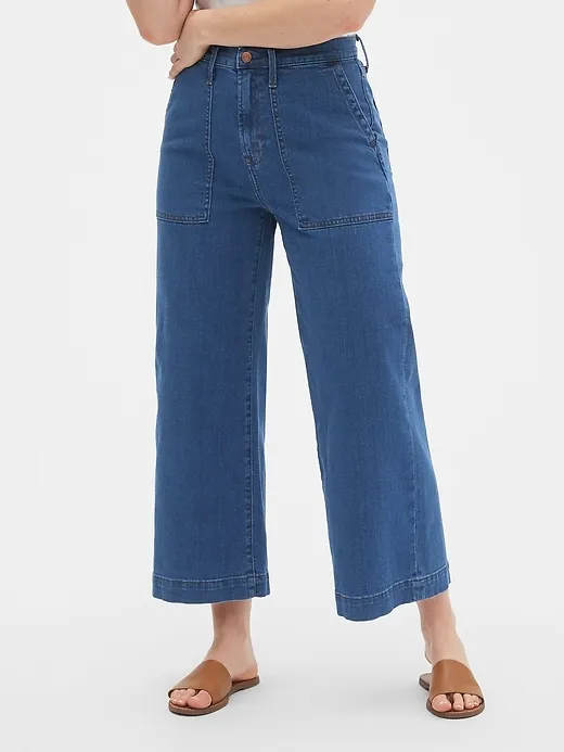 High Rise Utility Wide-Leg Crop Jeans sold by GAP