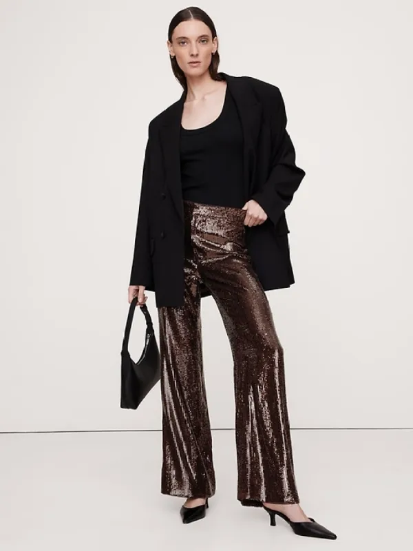 High-Rise Wide-Leg Sequin Pant sold by Banana Republic