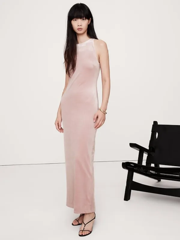 Stretch-Velvet Maxi Dress sold by Banana Republic