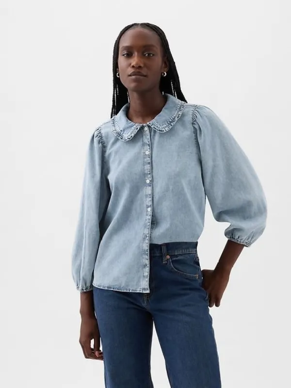 Round Collar Denim Shirt sold by GAP