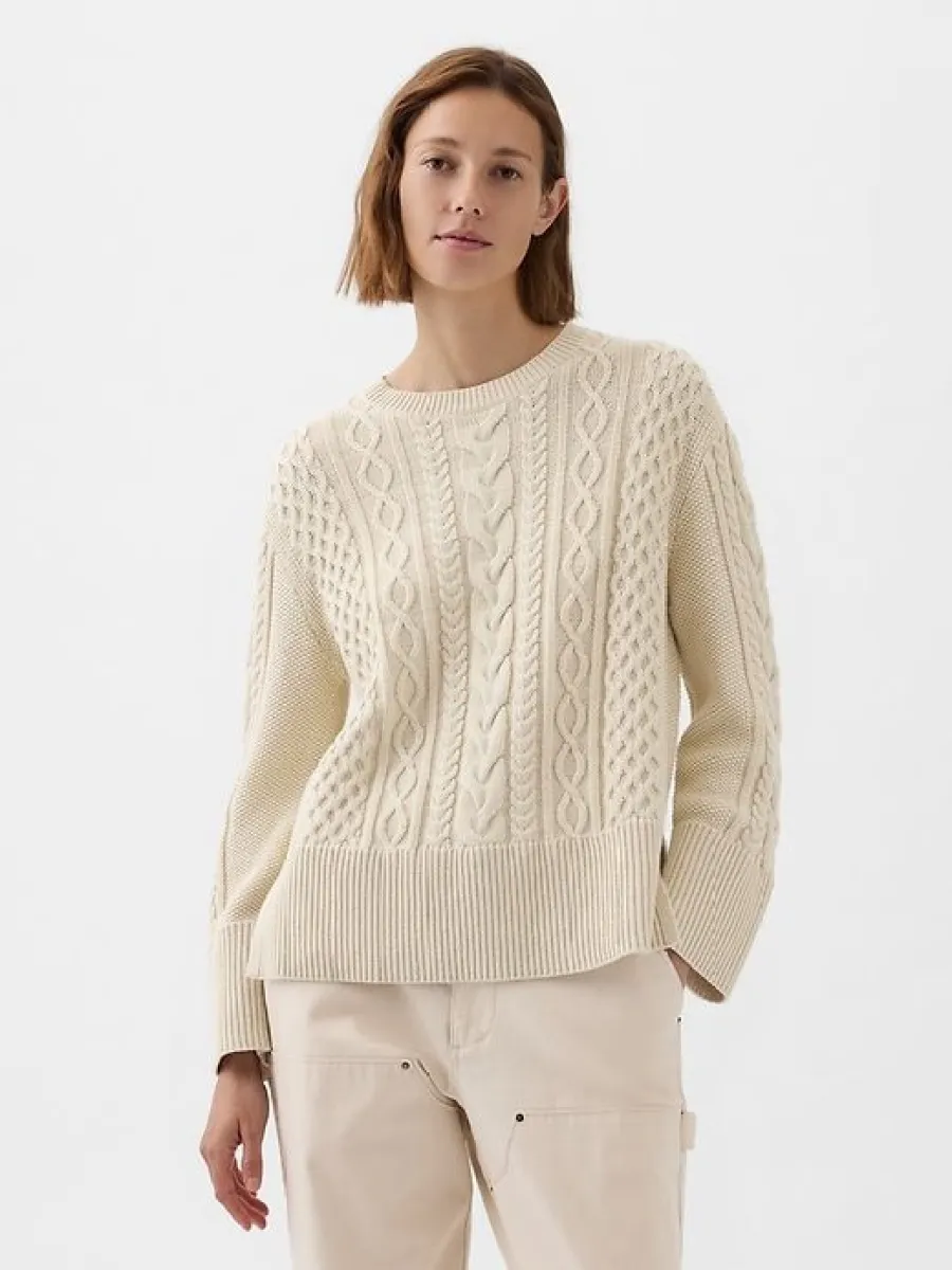 24/7 Split-Hem Cable-Knit Sweater sold by GAP