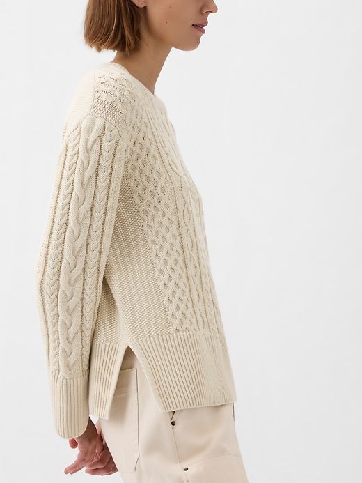 24/7 Split-Hem Cable-Knit Sweater sold by GAP product image thumbnail 4