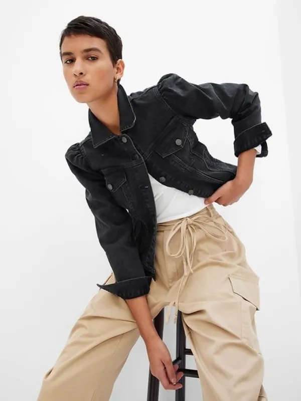 Puff Sleeve Denim Jacket sold by GAP