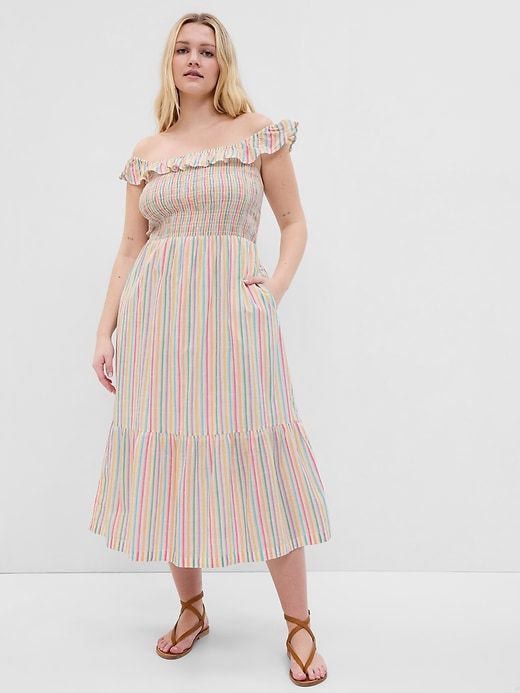 Ruffle Neck Midi Dress sold by GAP product image thumbnail 3