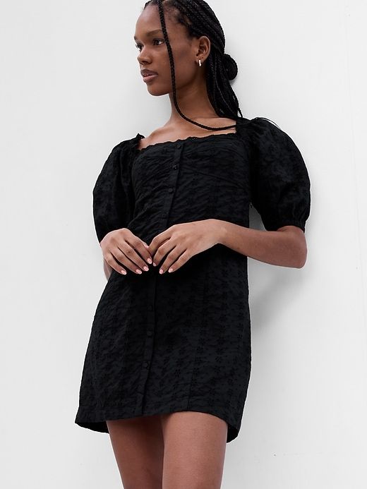 Puff Sleeve Eyelet Mini Dress sold by GAP