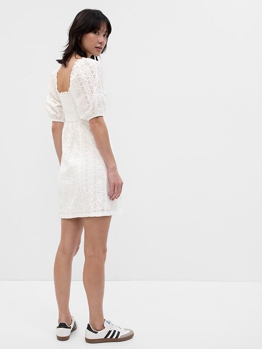 Puff Sleeve Eyelet Mini Dress sold by GAP product image thumbnail 3