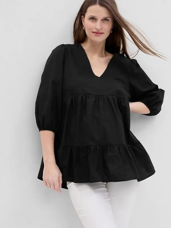 Maternity Poplin Tiered Top sold by GAP
