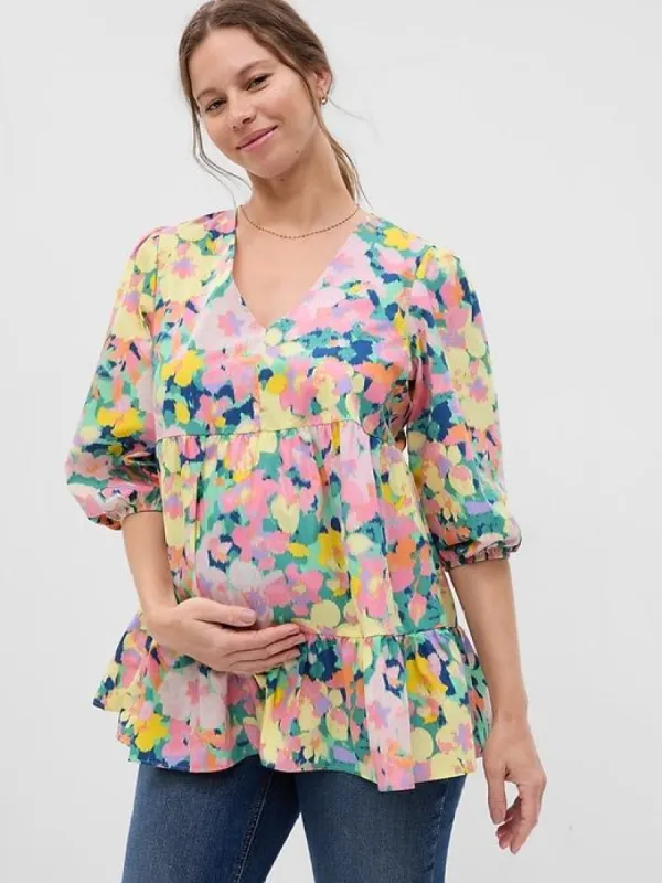 Maternity Poplin Tiered Top sold by GAP