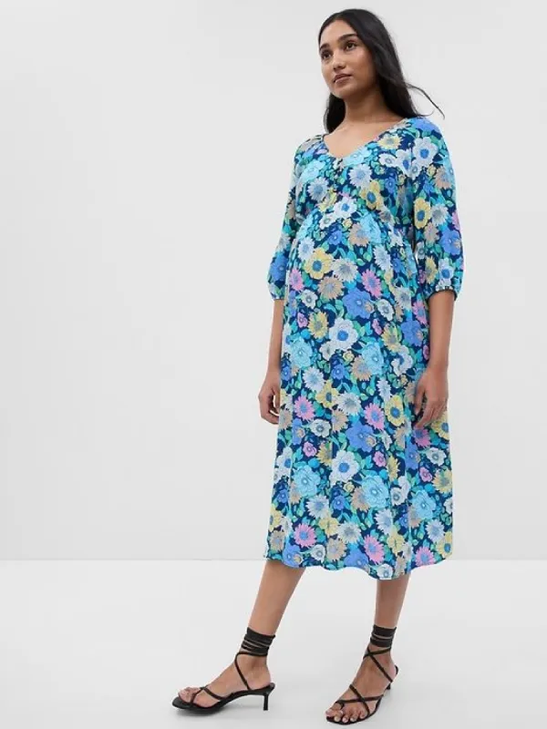 Maternity Balloon Sleeve Midi Dress sold by GAP