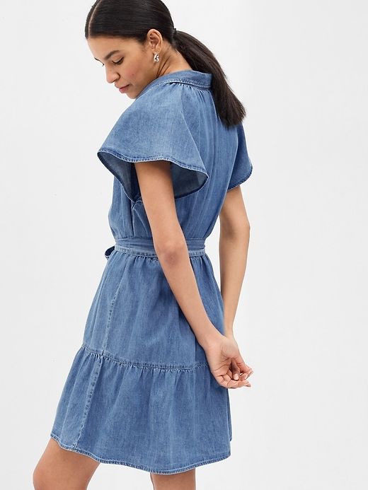 Organic Cotton Denim Flutter Sleeve Mini Shirtdress sold by GAP product image thumbnail 2