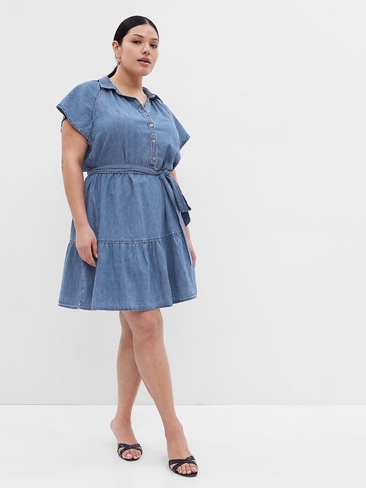 Organic Cotton Denim Flutter Sleeve Mini Shirtdress sold by GAP product image thumbnail 4