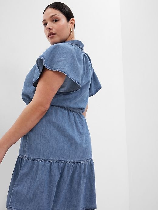 Organic Cotton Denim Flutter Sleeve Mini Shirtdress sold by GAP product image thumbnail 5