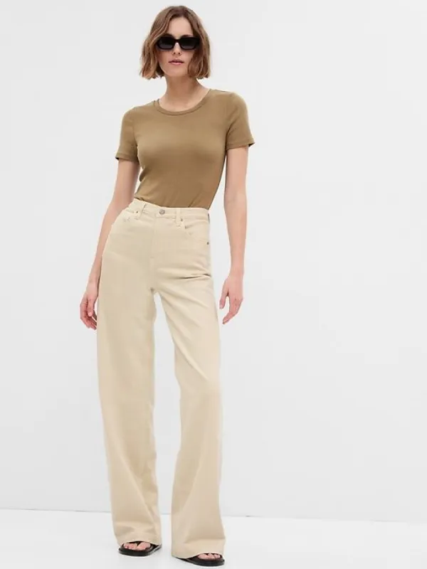 High Rise Stride Wide-Leg Jeans sold by GAP