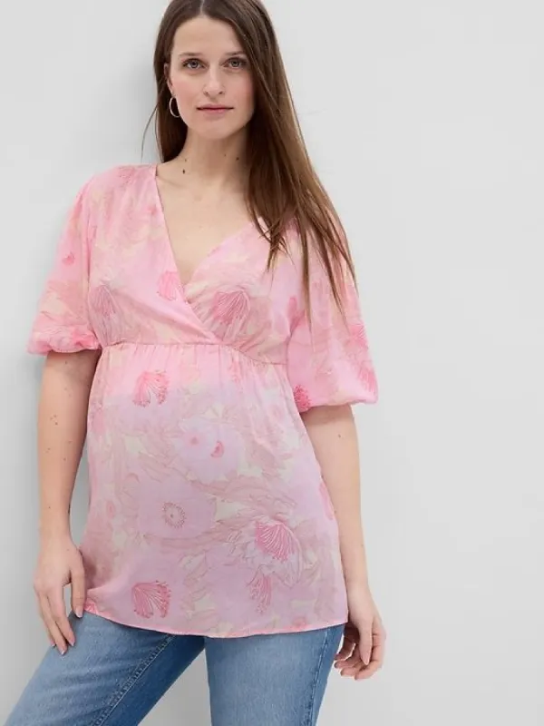 Maternity Puff Sleeve Wrap Top sold by GAP