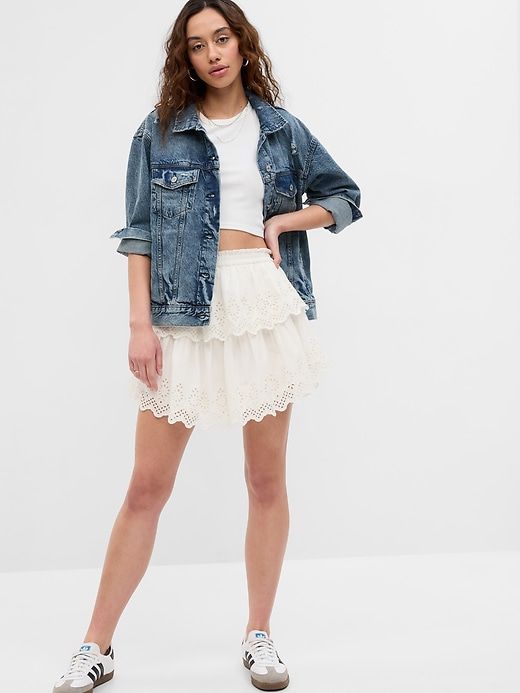 Organic Cotton Ruffle Eyelet Mini Skirt sold by GAP