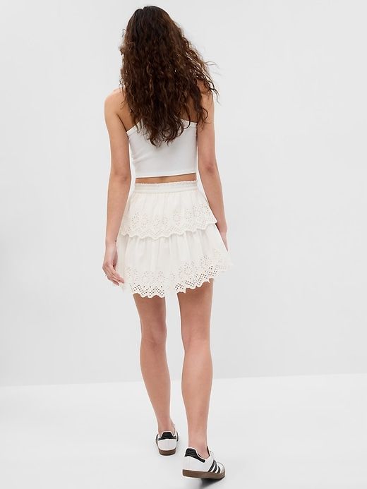 Organic Cotton Ruffle Eyelet Mini Skirt sold by GAP product image thumbnail 2