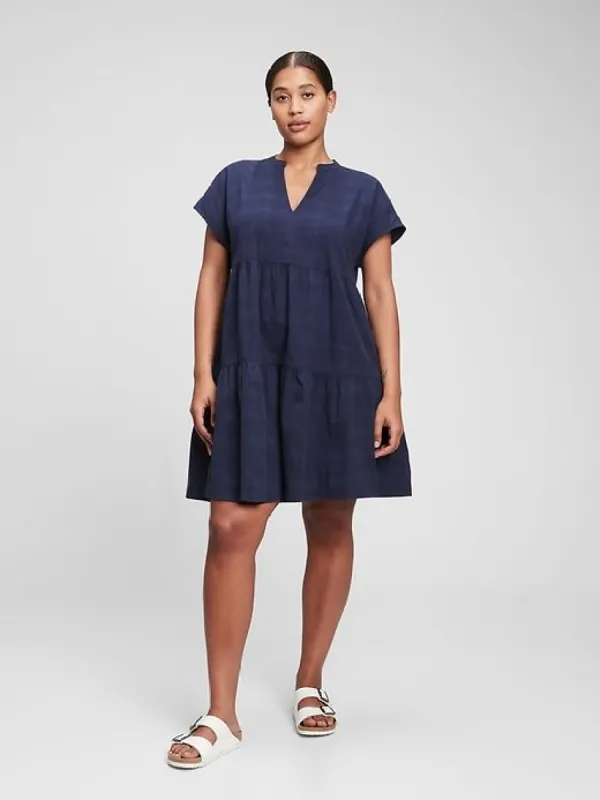 100% Organic Cotton Splitneck Mini Dress sold by GAP