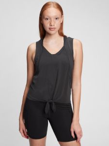 GapFit Breathe V-Neck Knot-Front Tank Top sold by GAP
