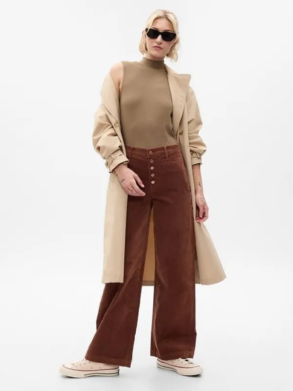 High Rise Corduroy Stride Wide-Leg Pants sold by GAP