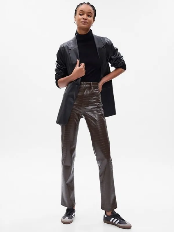 High Rise Vegan Croc Leather Cheeky Straight Pants sold by GAP