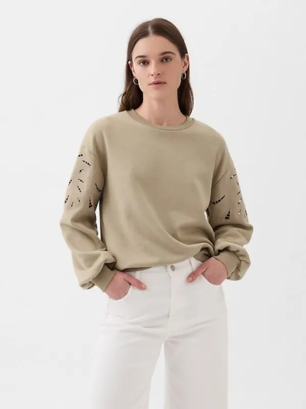 Vintage Soft Eyelet Sleeve Sweatshirt sold by GAP